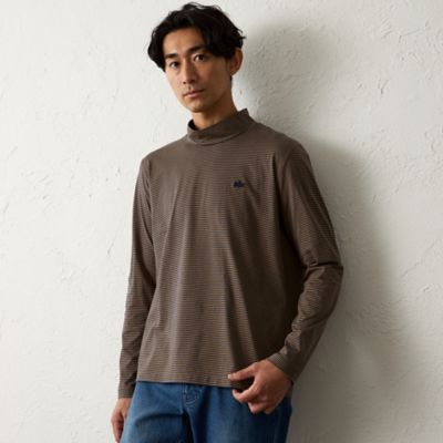 BAKER STREET (Men)/ベイカー・ストリート マイクロボーダーモックネックTシャツ(S3P35615__) ベージュ40G トップス【三越伊勢丹/公式】