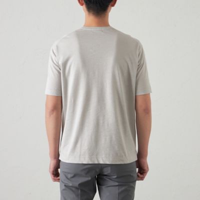綿／麻プレーティング天竺VネックTシャツ
