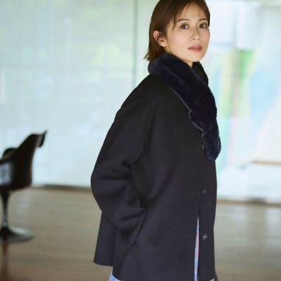 美品　濃紺　リバーコート L】梳毛リバーコート（U3B03646＿＿） | TRANSWORK L