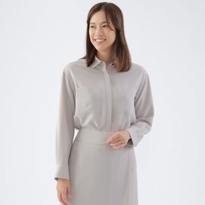 ＜TRANSWORK (Women)＞【ウォッシャブル】ストレッチトロピカルパッチポケットシャツ（Ｕ１Ｍ０２２０１＿＿）