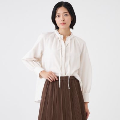 TRANSWORK (Women)/トランスワーク【ウォッシャブル/吸水速乾/防シワ】ギンガムサッカーブラウス(U1M07611__) アイボリー02L トップス【三越伊勢丹/公式】