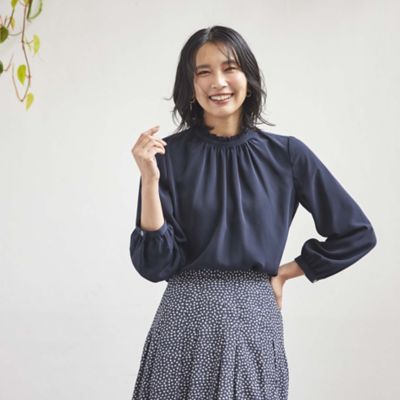 【ＷＥＢ・一部店舗限定】【ウォッシャブル】マイクロパウダリースタンドカラープルオーバーブラウス（Ｕ１Ｍ１０４９０＿＿）