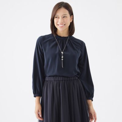 【ＷＥＢ・一部店舗限定】【ウォッシャブル】マイクロパウダリースタンドカラープルオーバーブラウス（Ｕ１Ｍ１０４９０＿＿）