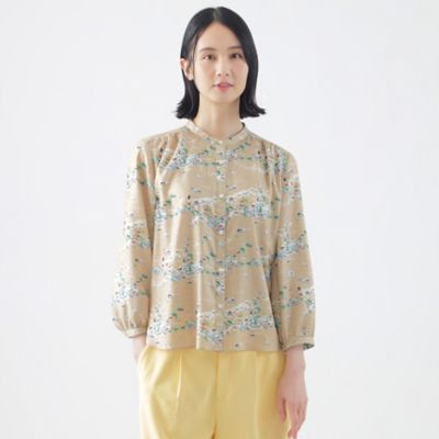 【イラストレーターコラボ企画】【ウォッシャブル】ビエラ　Ｈａｍｐｔｏｎｓプリントバンドカラーブラウス（Ｕ１Ｍ１０５３９＿＿）