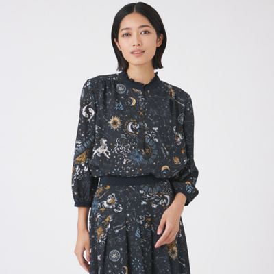 ＜TRANSWORK (Women)＞【ウォッシャブル】コスモ柄プリントブラウス（Ｕ１Ｍ１１６３３＿＿）