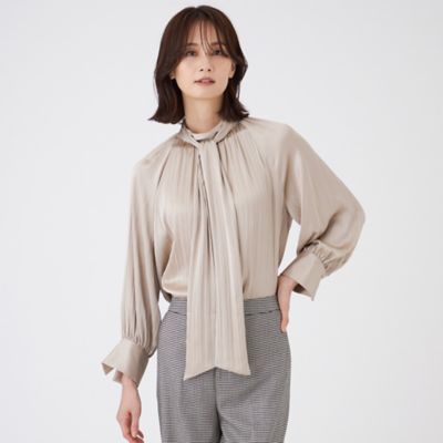 【ウォッシャブル】プリーツサテンブラウス（Ｕ１Ｍ１３６４２＿＿）