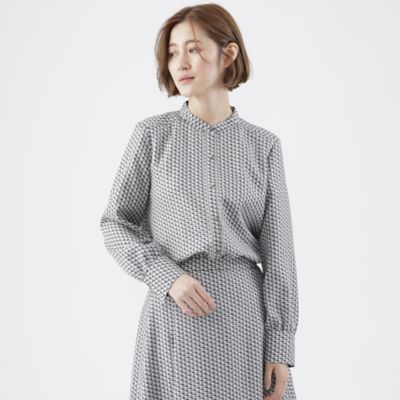 ＜TRANSWORK (Women)＞【ウォッシャブル】モザイク幾何プリントブラウス（Ｕ１Ｍ１６２２２＿＿）