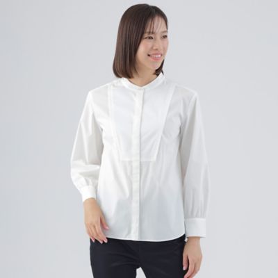 ＜TRANSWORK (Women)＞【ウォッシャブル】【はっ水】【ＵＶ対策】タイプライターバンドカラーシャツ（Ｕ１Ｍ１９３１５＿＿）
