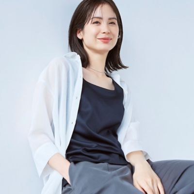TRANSWORK (Women)/トランスワーク 【接触冷感】【ウォッシャブル】シルキーローンシャツブラウス（Ｕ１Ｍ２０５７０＿＿）