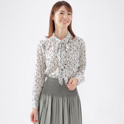 ＜TRANSWORK (Women)＞【ウォッシャブル】ボンボンフラワープリントシャツ（Ｕ１Ｍ３１２５２＿＿）