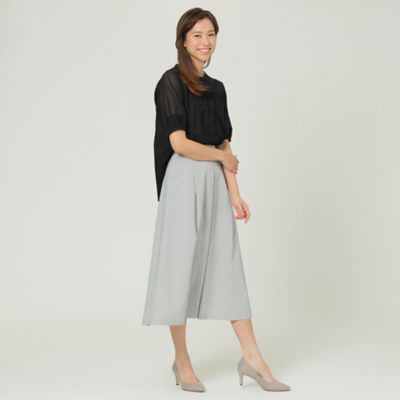 ウォッシャブル】カットワークコンビプルオーバーブラウス