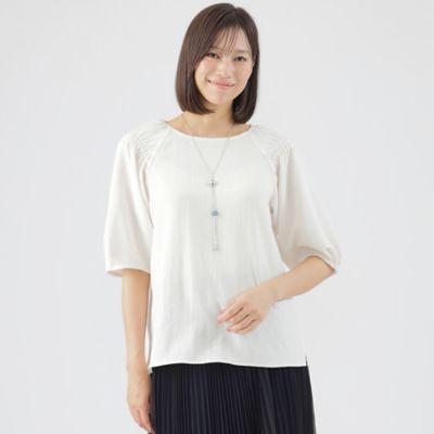 ＜TRANSWORK (Women)＞【ウォッシャブル】アンティークバックサテンプルオーバーブラウス（Ｕ１Ｍ５３３５１＿＿）