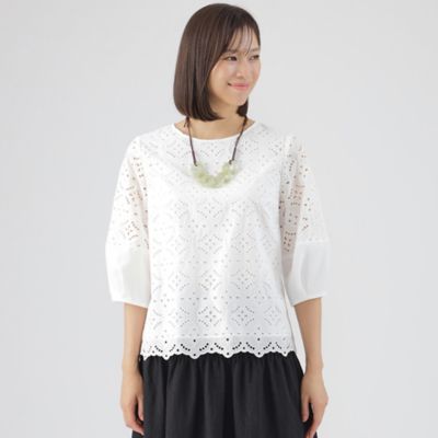 ＜TRANSWORK (Women)＞【ウォッシャブル】カットワークレースコンビプルオーバーブラウス（Ｕ１Ｍ５５３５２＿＿）