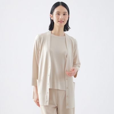 ウォッシャブル】レーヨンストレッチVネックカーディガン