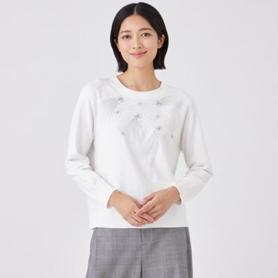 ＜TRANSWORK (Women)＞【ウォッシャブル】ビジューニットプルオーバー（Ｕ１Ｎ０７６３４＿＿）