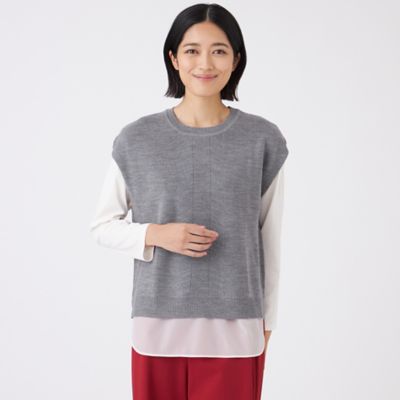 ＜TRANSWORK (Women)＞【ウォッシャブル】エクストラファインウールジレ（Ｕ１Ｎ１２６３７＿＿）