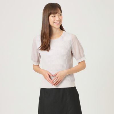 ＜TRANSWORK (Women)＞【ウォッシャブル】リブコンビネーションプルオーバーニット（Ｕ１Ｎ１６１４４＿＿）