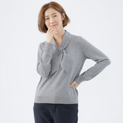 ＜TRANSWORK (Women)＞【ウォッシャブル】エクストラファインウールハートネックプルオーバーニット（Ｕ１Ｎ１８２２３＿＿）