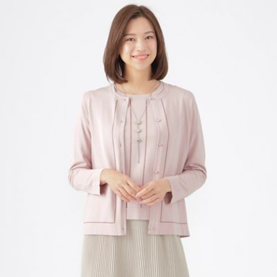 【SALE】TRANSWORK (Women)/トランスワーク コンフォートブライトニットカーディガン(U1N21468__) アカ トップス【三越伊勢丹/公式】