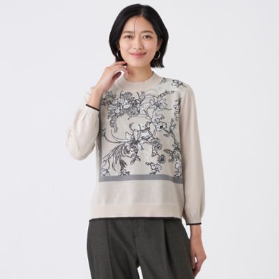 ＜TRANSWORK (Women)＞【ウォッシャブル】ＦｌｏｗｅｒＪＱ柄ニットプルオーバー（Ｕ１Ｎ２２６６１＿＿）