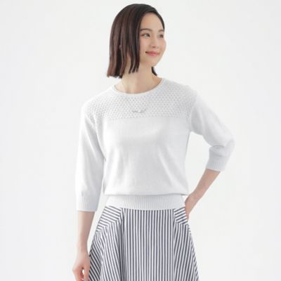 TRANSWORK (Women)/トランスワーク 【ウォッシャブル】ルレックスコットンメッシュプルオーバーニット(U1N36339__)