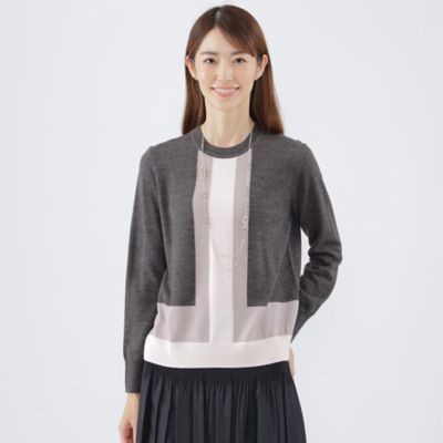 ＜TRANSWORK (Women)＞ウールアクリルミックスインターシャ配色ニット（Ｕ１Ｎ４６２７２＿＿）