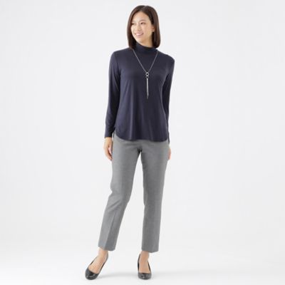 UNIVERSAL TISSU ウォッシャブルウール天竺 モックネックワンピース