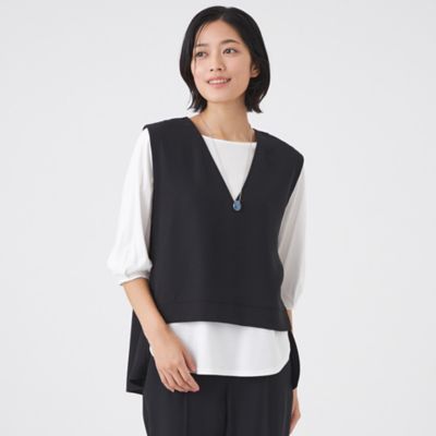 TRANSWORK (Women)/トランスワーク ドライダブルクロス×スムースコンビカットソー(U1P04612__) アオ28L トップス【三越伊勢丹/公式】