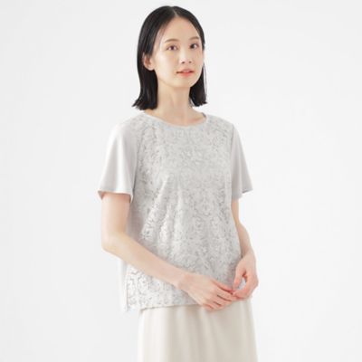 【SALE】TRANSWORK (Women)/トランスワーク ラッセルレースコンビスムースプルオーバーカットソー(U1P06553__) グレー トップス【三越伊勢丹/公式】