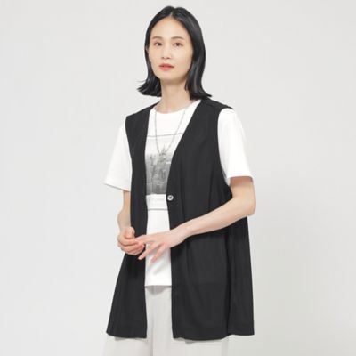【ＵＶ対策】【吸水速乾】【防しわ】【ウォッシャブル】マットフライスジャージロングジレ（Ｕ１Ｐ０９５５５＿＿）