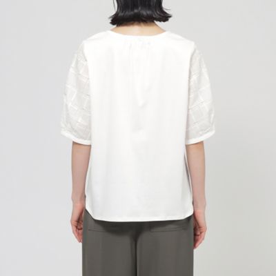 【ウォッシャブル】カットワークチェックコンビカットソー（Ｕ１Ｐ１０５６１＿＿）