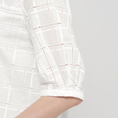 【ウォッシャブル】カットワークチェックコンビカットソー（Ｕ１Ｐ１０５６１＿＿）