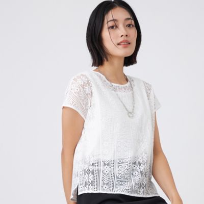 ＜TRANSWORK (Women)＞【接触冷感・吸水速乾・抗菌防臭・ＵＶ・ウォッシャブル】コンパクト４０Ｇポンチ×ラッセルレース（Ｕ１Ｐ２２５８３＿＿）