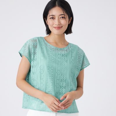 【接触冷感・吸水速乾・抗菌防臭・ＵＶ・ウォッシャブル】コンパクト４０Ｇポンチ×ラッセルレース（Ｕ１Ｐ２２５８３＿＿）