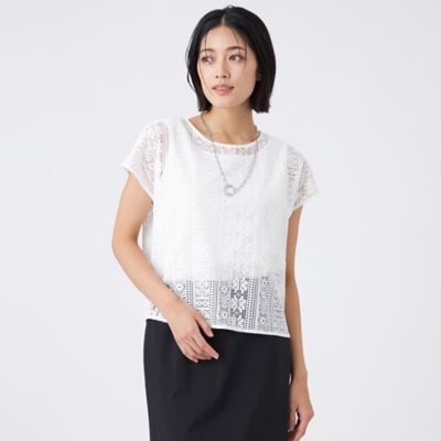 【接触冷感・吸水速乾・抗菌防臭・ＵＶ・ウォッシャブル】コンパクト４０Ｇポンチ×ラッセルレース（Ｕ１Ｐ２２５８３＿＿）