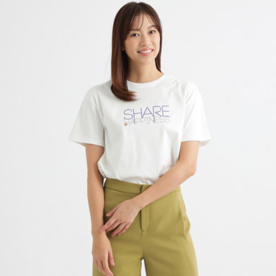【SALE】ハイゲージスムースロゴプリントTシャツ アイボリー トップス