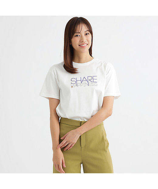 【SALE】ハイゲージスムースロゴプリントTシャツ アイボリー トップス
