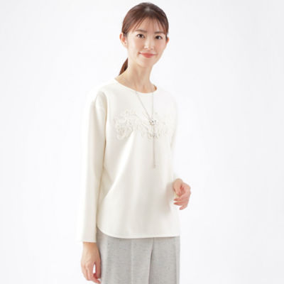 ＜TRANSWORK (Women)＞【ウォッシャブル】ウールライクポリエステルカットソー（Ｕ１Ｐ３１２６１＿＿）