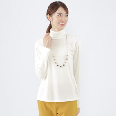 ＜TRANSWORK (Women)＞【吸湿発熱】【ウォッシャブル】クロスサーモポンチタートルネックカットソー（Ｕ１Ｐ４６２７４＿＿）