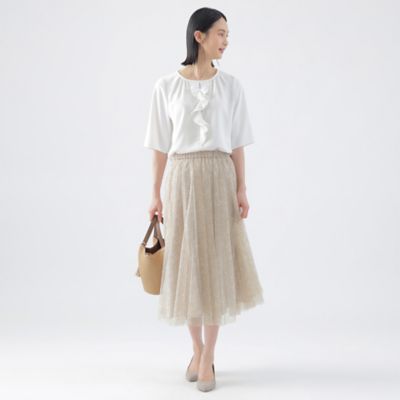 DOUBLE STANDARD CLOTHING チュール一体型フレアースカート リボンチュールフレアスカート | PROPORTION BODY DRESSING