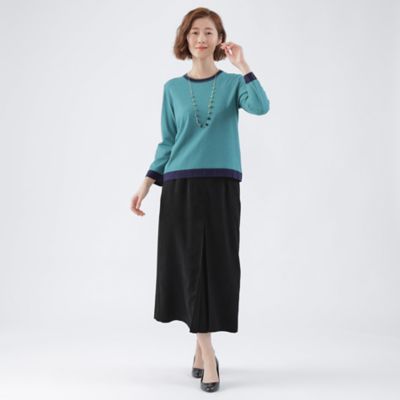 美品 TRANS WORK ミラノリブAラインスカート 膝丈 38 美シリーズ】【セットアップ対応】ミラノリブAラインスカート