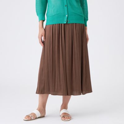 ＜TRANSWORK (Women)＞【ウォッシャブル】プリーツ調バックサテンスカート（Ｕ１Ｓ１５５８０＿＿）