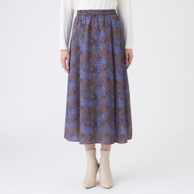 スカート haruharu ウォッシャブル】エッチングフラワープリントスカート