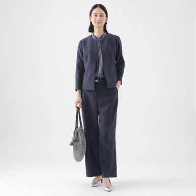 【Ｌ】【美シリーズ】【セットアップ対応】【吸水速乾】【接触冷感】【防しわ】【ウォッシャブル】エバレットクロスノーカラージャケット（Ｕ３Ｅ０２