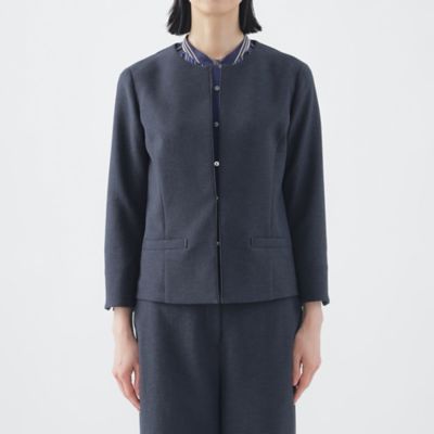【Ｌ】【美シリーズ】【セットアップ対応】【吸水速乾】【接触冷感】【防しわ】【ウォッシャブル】エバレットクロスノーカラージャケット（Ｕ３Ｅ０２