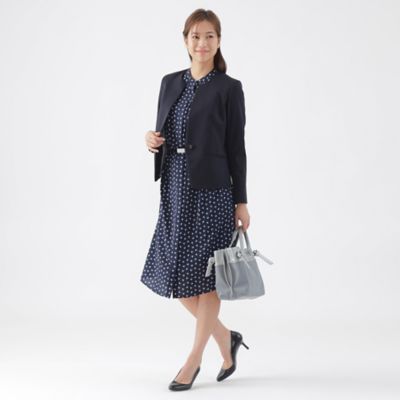 【Ｌ】【美シリーズ】【ウォッシャブル】【セットアップ対応】トリアセスビンモクロディノーカラージャケット（Ｕ３Ｅ０３５０９＿＿）