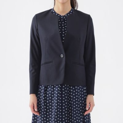 【Ｌ】【美シリーズ】【ウォッシャブル】【セットアップ対応】トリアセスビンモクロディノーカラージャケット（Ｕ３Ｅ０３５０９＿＿）