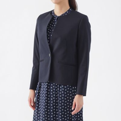 【Ｌ】【美シリーズ】【ウォッシャブル】【セットアップ対応】トリアセスビンモクロディノーカラージャケット（Ｕ３Ｅ０３５０９＿＿）
