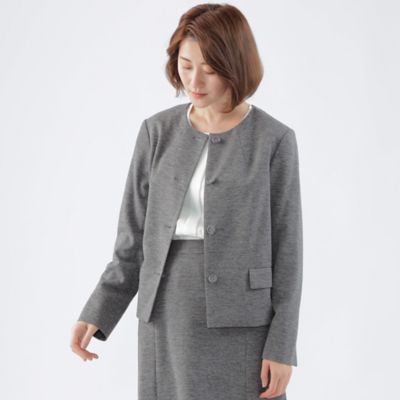 TRANSWORK L (Women/大きいサイズ)/トランスワークＬ 【L】【美シリーズ】【セットアップ対応】ミラノリブショートクルージャケット(U3E04207__)
