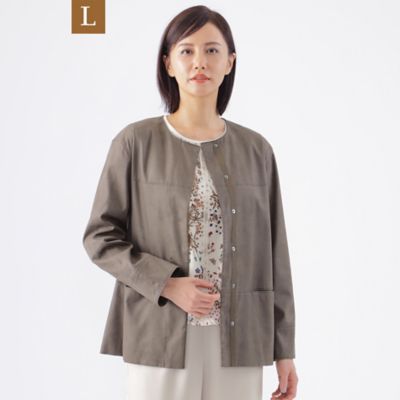 TRANSWORK L (Women/大きいサイズ)/トランスワークＬ 【L】【ウォッシャブル】ストレッチスエードノーカラージャケット(U3E05413__)